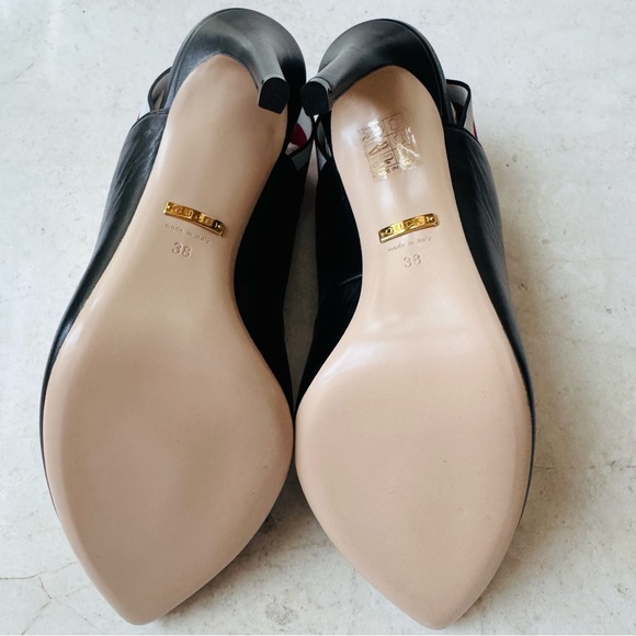 Gucci Sylvie stripe slingback leather shoes size 38 - Picture 10 of 12
